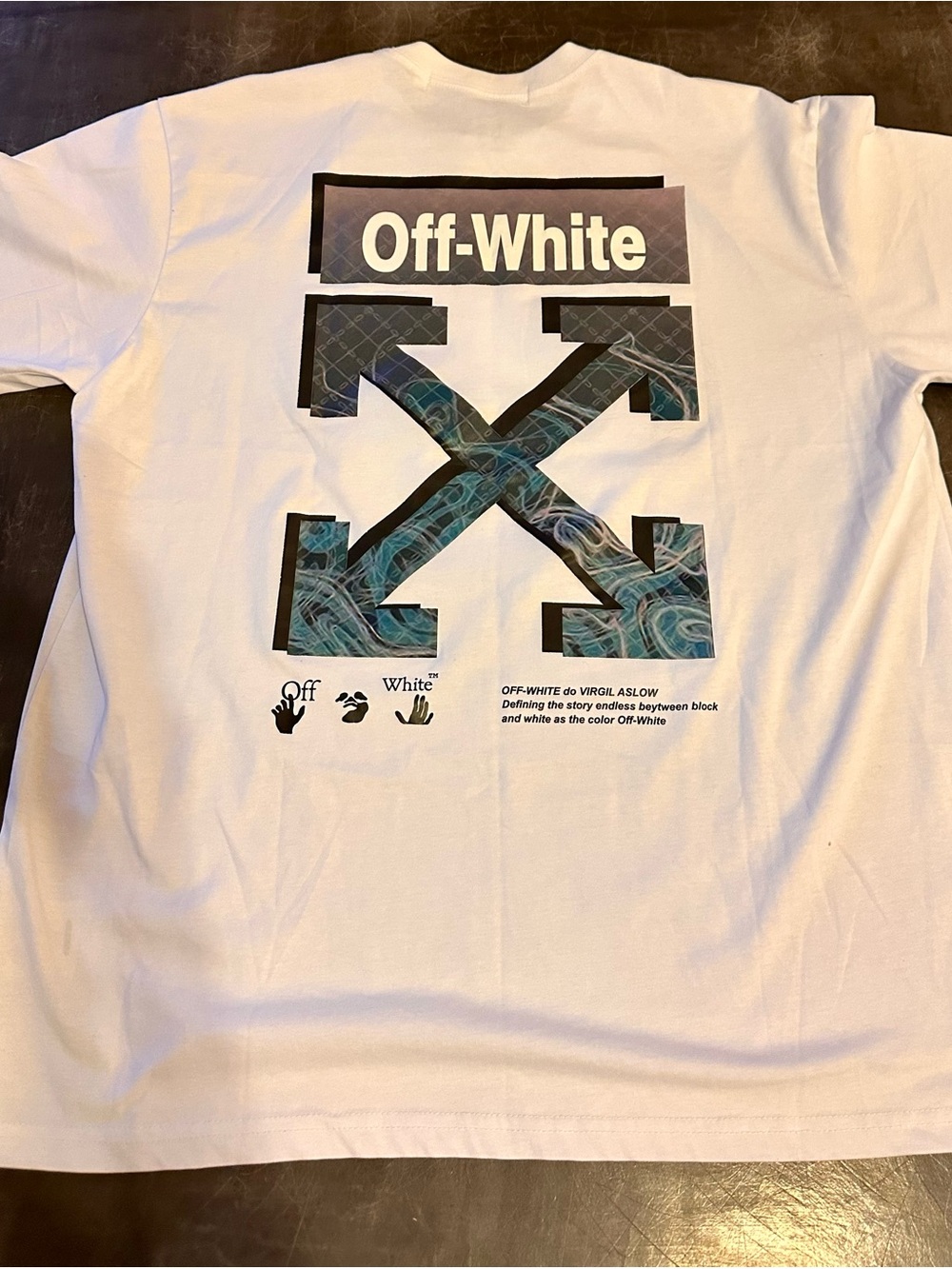 Off-White White T-Shirt with Black Hand Graphics